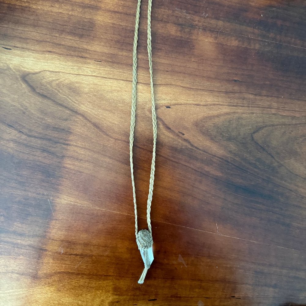 Inctricately Woven Necklace with Natural Stone Quartz Crystal - 25" Long